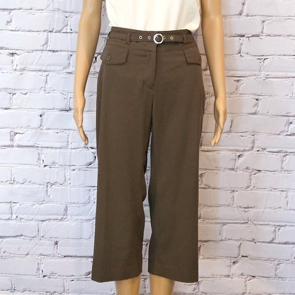 CATO, Boho olive green cropped khaki pants - Picture 5 of 12